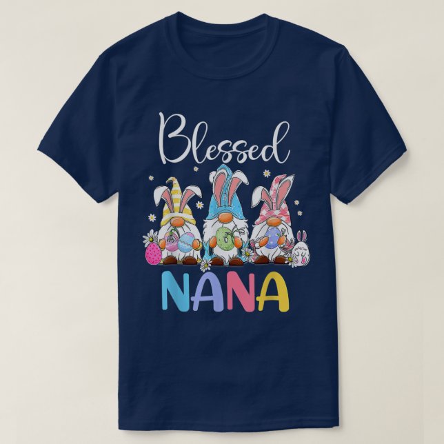 Funny Gnomies Blessed Nana Happy Easter Day Bunny  T-Shirt (Design Front)
