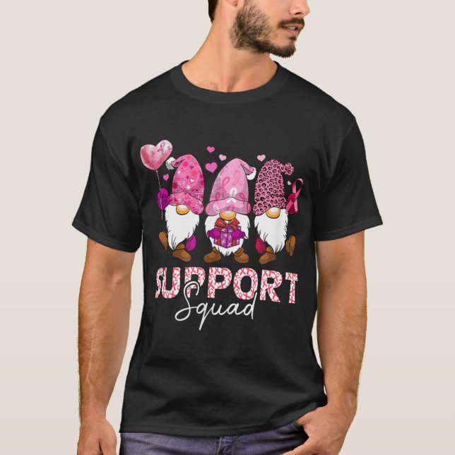 Funny Gnomies Gnomes Support Squad Breast Cancer A T-Shirt (Front)