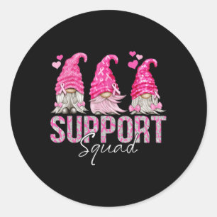 Funny Gnomies Support Squad Breast Cancer Awarenes Classic Round Sticker