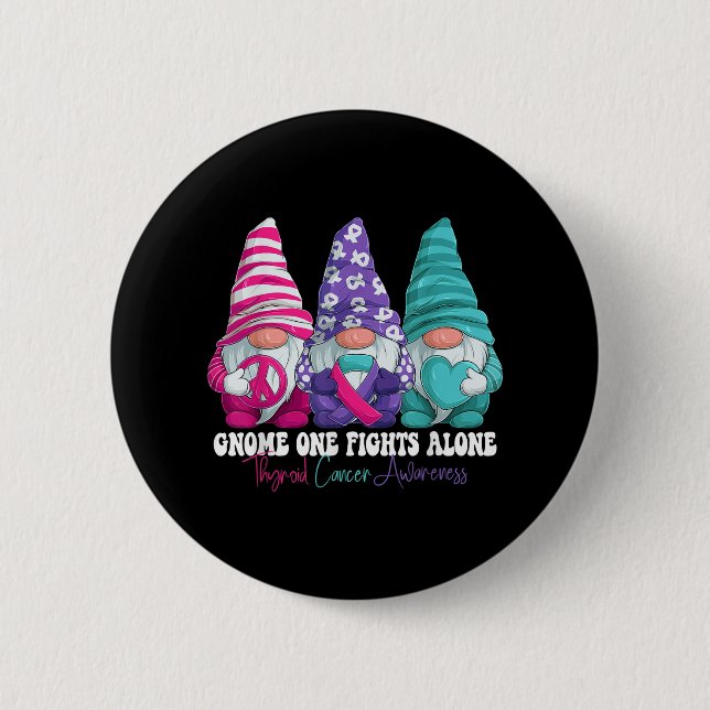 Funny Gnomies Thyroid Cancer Awareness Month Ribbo 6 Cm Round Badge (Front)