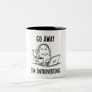 Funny Go Away I'm Introverting Two-Tone Coffee Mug