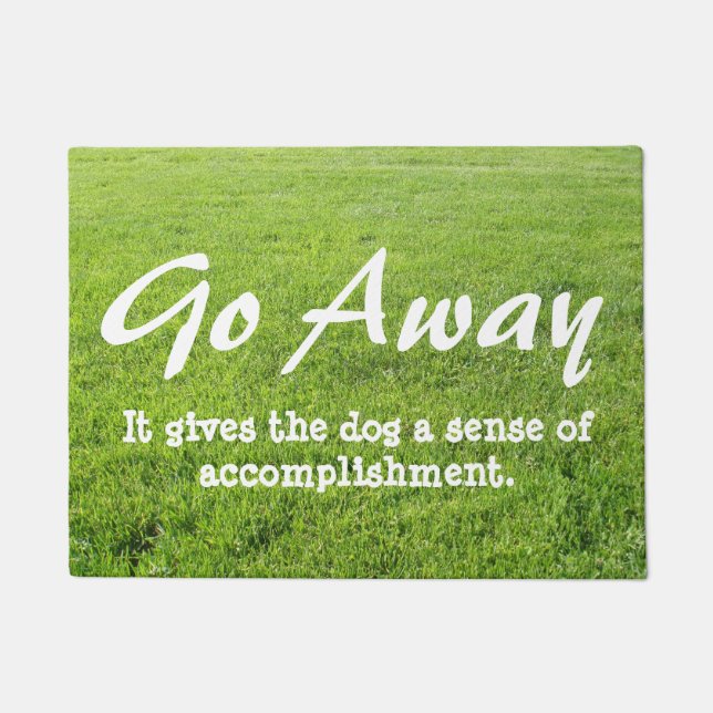 Funny Go Away Welcome Mat - dog (Front)