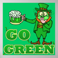 Funny "Go Green" Drinking Leprechaun