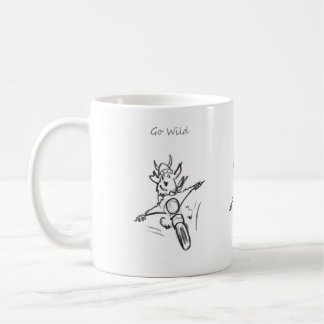 funny Go Wild ! terrier motorbike coffee mug