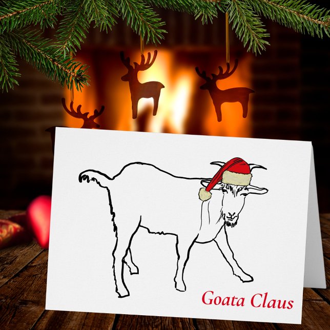 Funny Goat a Claus Drawing quote (Funny christmas goat holiday greetings card)