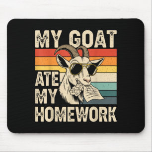 Funny Goat Ate Homework Vintage Farm Animal Retro Mouse Pad