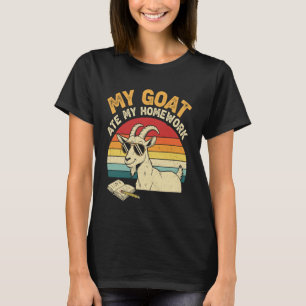 Funny Goat Ate My Homework Vintage Farm Animal Ret T-Shirt
