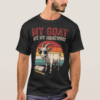 Funny Goat Ate My Homework Vintage Farm Animal T-Shirt