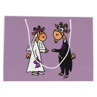 Funny Goat Bride and Groom Wedding Large Gift Bag