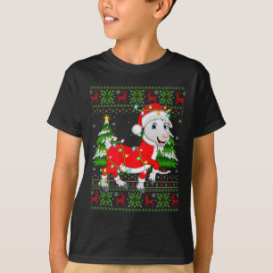Funny Goat Christmas Lights Santa Costume Ugly Xma T-Shirt