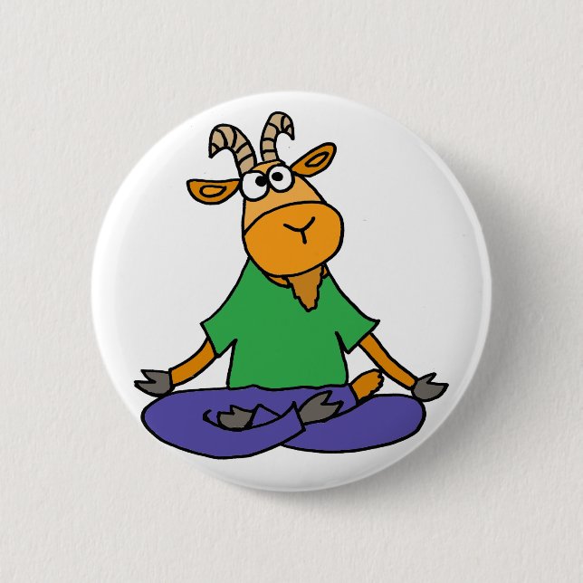 Funny Goat Doing Lotus Position Yoga 6 Cm Round Badge (Front)