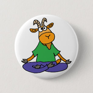 Funny Goat Doing Lotus Position Yoga 6 Cm Round Badge