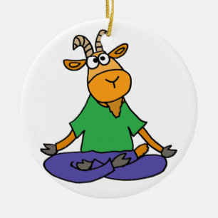 Funny Goat Doing Lotus Position Yoga Ceramic Ornament