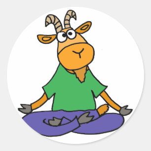 Funny Goat Doing Lotus Position Yoga Classic Round Sticker