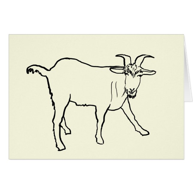 Funny Goat Drawing Quirky Cartoon Farm Animal Art (Front Horizontal)