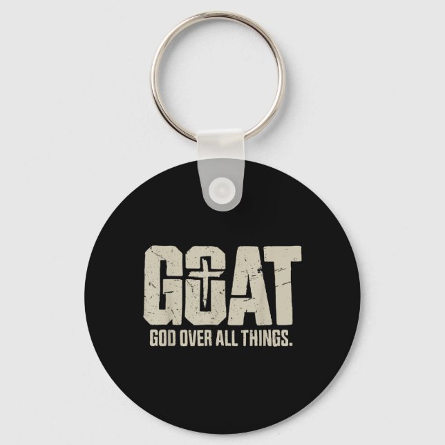 Funny Goat God Over All Things Key Ring (Front)