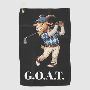 Funny Goat Golfer Swinging Club Golf Towel