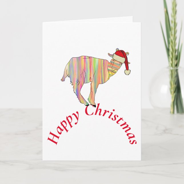 Funny Goat Happy Christmas Card (Front)