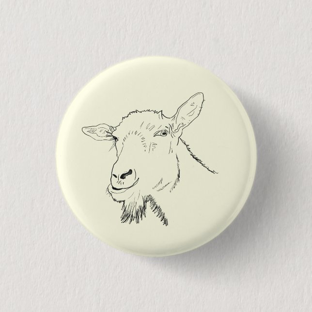 Funny Goat Line Drawing Animal Art Design 3 Cm Round Badge (Front)