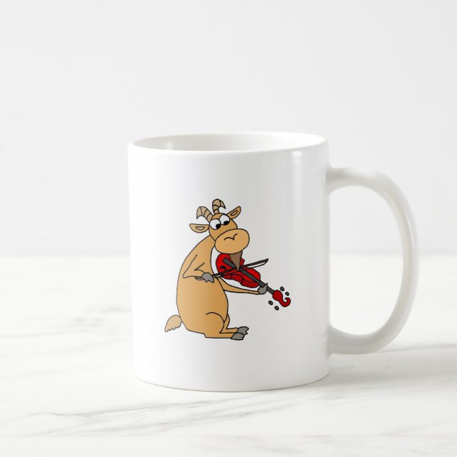 Funny Goat Playing Fiddle Cartoon Coffee Mug (Right)