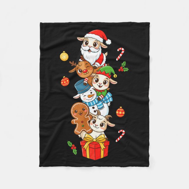 Funny Goat Santa Elf Snowman Christmas Womens Mens Fleece Blanket (Front)