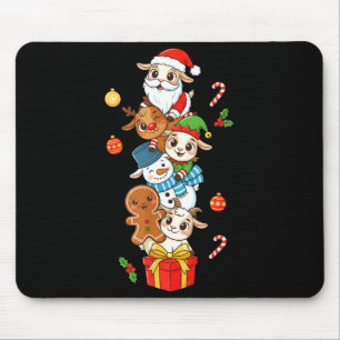 Funny Goat Santa Elf Snowman Christmas Womens Mens Mouse Pad