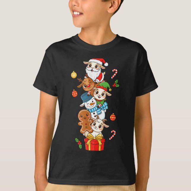 Funny Goat Santa Elf Snowman Christmas Womens Mens T-Shirt (Front)