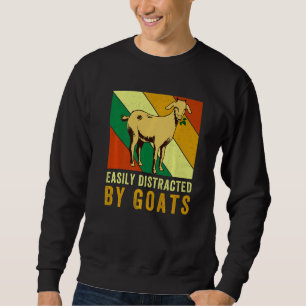 Funny Goat Vintage Retro Easily Distracted By Goat Sweatshirt
