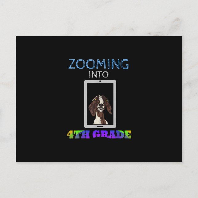 Funny Goat Virtual 4th Grader Back To School 2020 Postcard (Front)