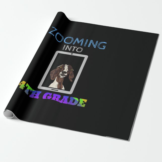 Funny Goat Virtual 4th Grader Back To School 2020 Wrapping Paper (Unrolled)
