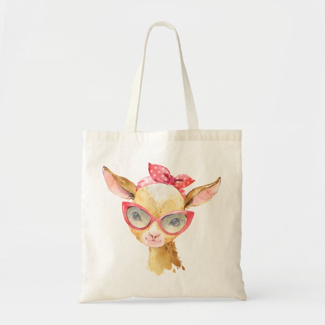 Funny Goat with Sunglasses Tote Bag (Front)