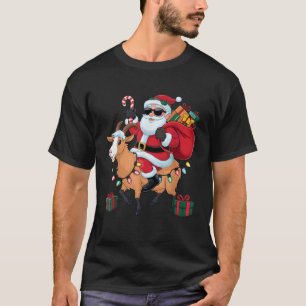 Funny Goat Xmas Lighting Santa Riding Goat Christm T-Shirt