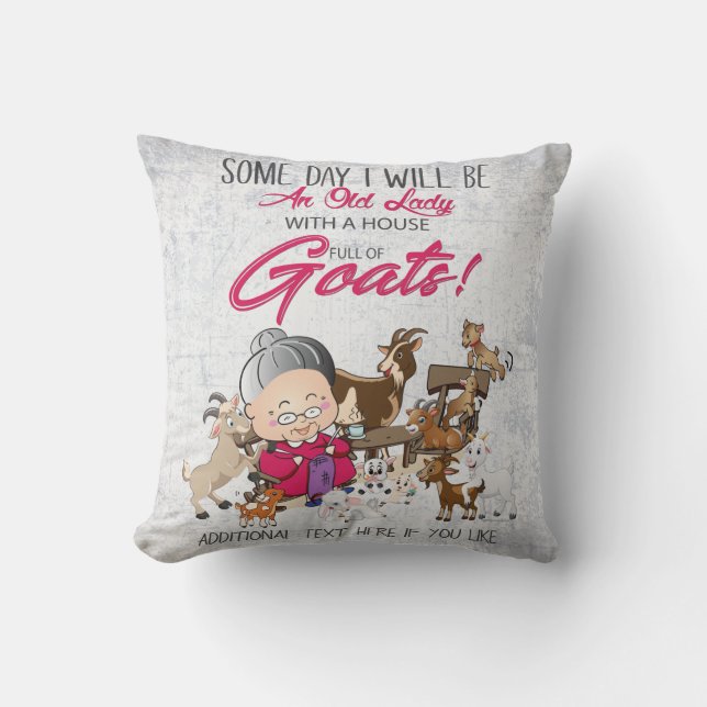 Funny Goats - Old Lady House Full of Goats Cushion (Front)