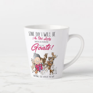 Funny Goats- Old Lady House Full of Goats Latte Mug