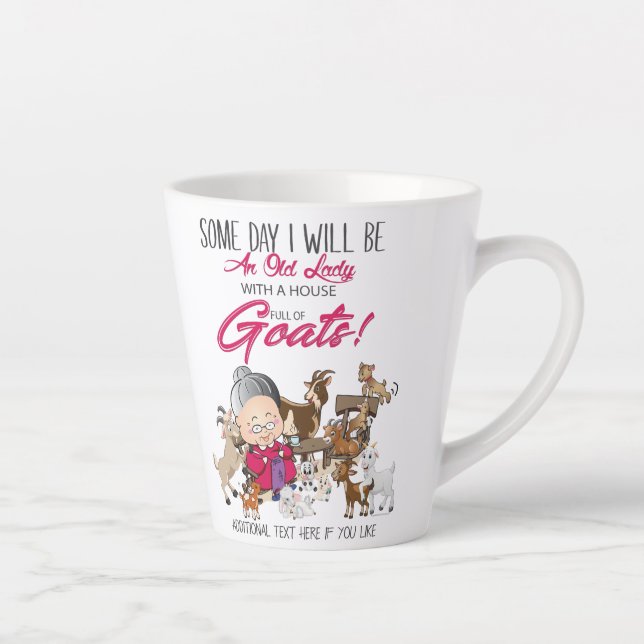 Funny Goats- Old Lady House Full of Goats Latte Mug (Right)