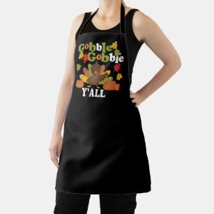 funny gobble gobble word art turkey unisex apron