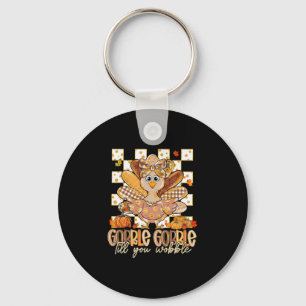 Funny Gobble Till You Wobble Tee Turkey Family Tha Key Ring