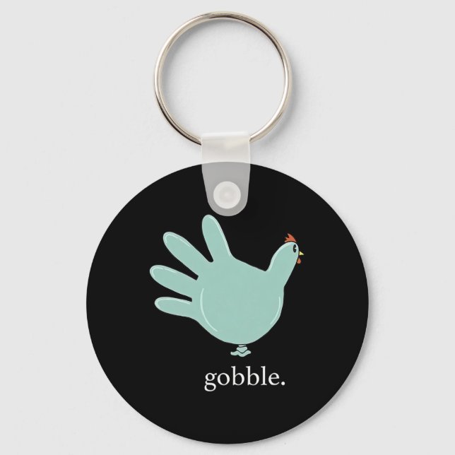 Funny Gobble Turkey Glove Medical Nures Thanksgivi Key Ring (Front)