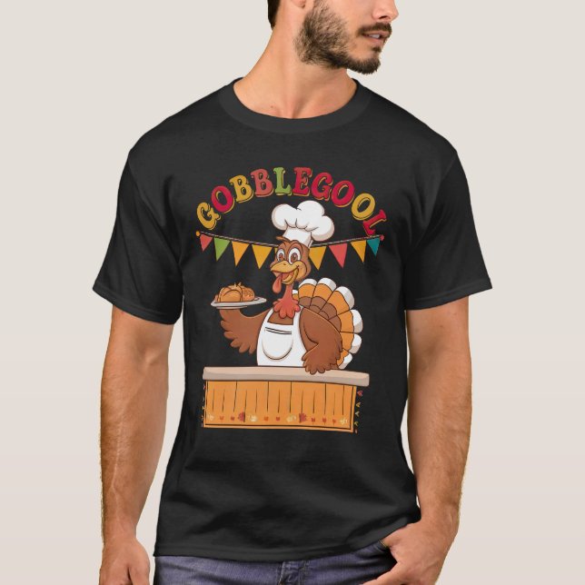 Funny Gobblegool Turkey Chef Thanksgiving Festive  T-Shirt (Front)