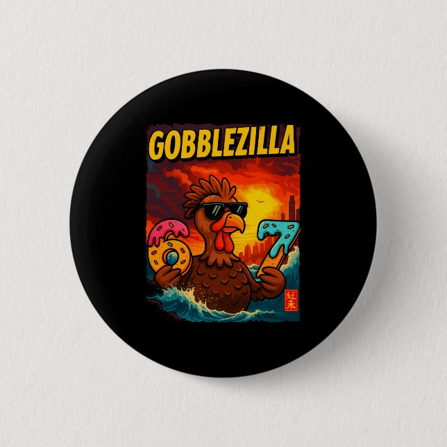 Funny Gobblezilla Meme Thanksgiving And 6-7 Christ 6 Cm Round Badge (Front)