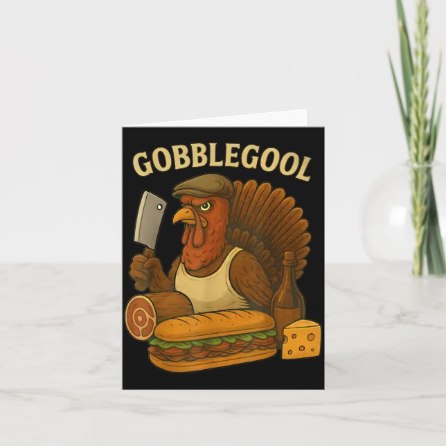 Funny Gobbol Turkey Baker Thanksgiving  Card (Front)
