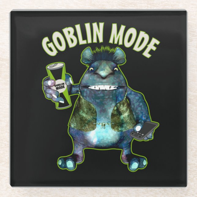 Funny Goblin Mode Lazy Troll Slobbin Antisocial  T Glass Coaster (Front)