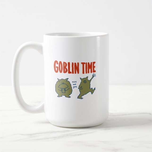 Funny Goblin Time Quirky Mushroom Coffee Mug (Left)