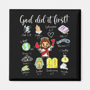 Funny God Did It First 67 Meme Jesus Christian Bib Magnet