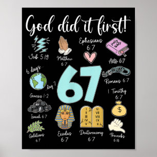 Funny God Did It First 67 Meme Jesus Christian Bib Poster