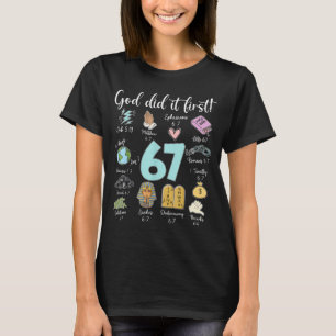 Funny God Did It First 67 Meme Jesus Christian Bib T-Shirt