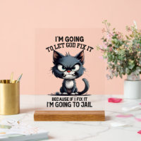 Funny God fix cat word art sarcasm