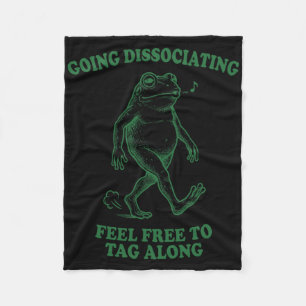 Funny Going Dissociating Frog Tag Along Goblincore Fleece Blanket