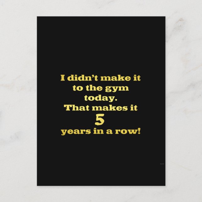 Funny Going to the Gym Joke Postcard (Front)