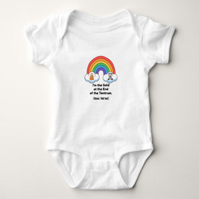 Funny "Gold at the End of the Tantrum" Rainbow Bab Baby Bodysuit (Front)